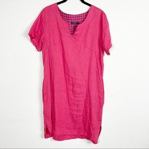 Lungo L’arno 100% linen red pink shift dress size small